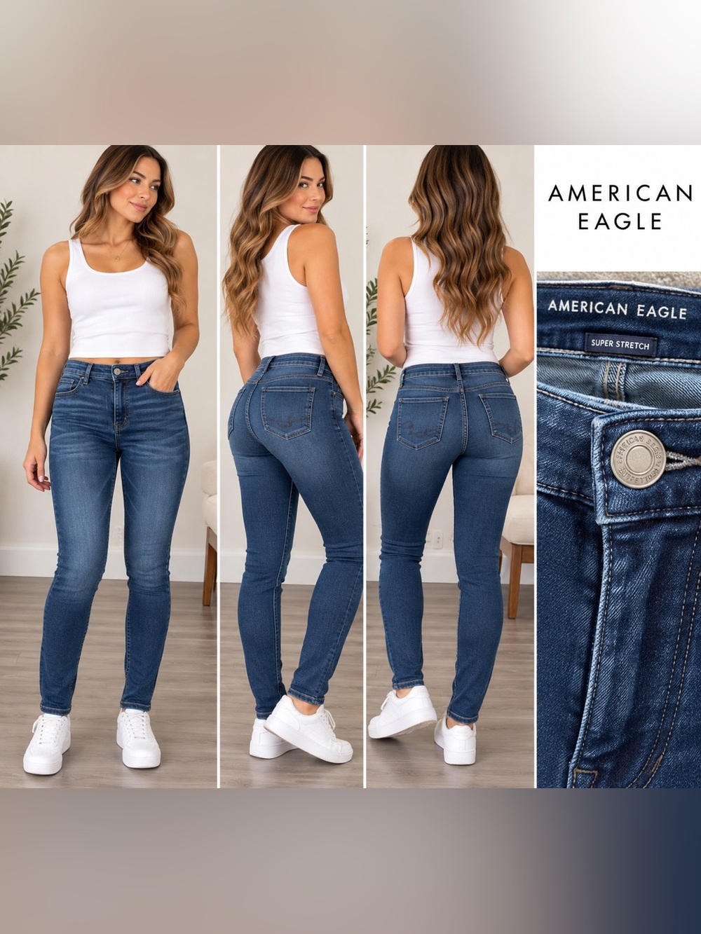 American Eagle Outfitters High-Rise Skinny Jeans — Dark Blue Wash size 6